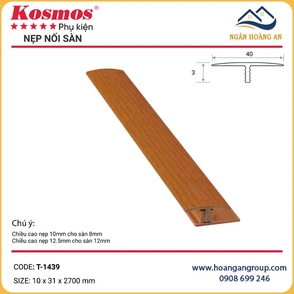 Nẹp Chữ T Nối Ván Sàn Gỗ 8mm,12mm Kosmos